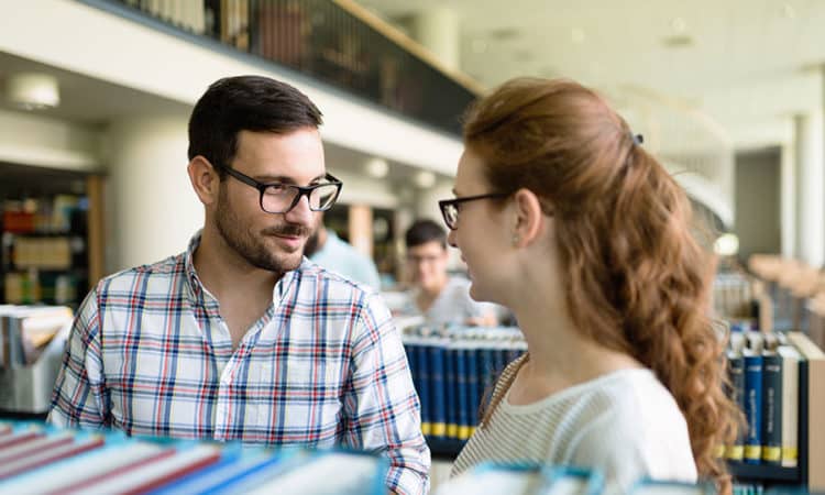 Students discussing in university