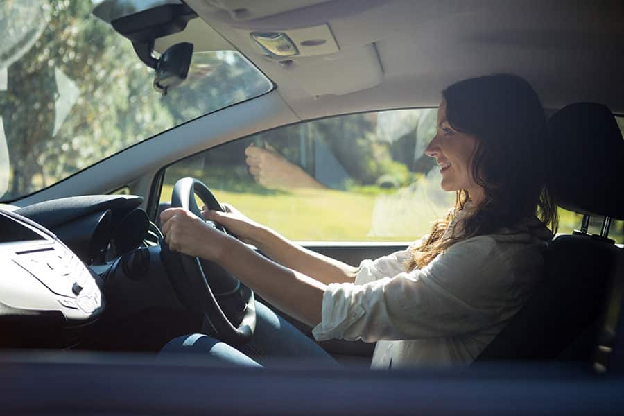 Woman driving a car