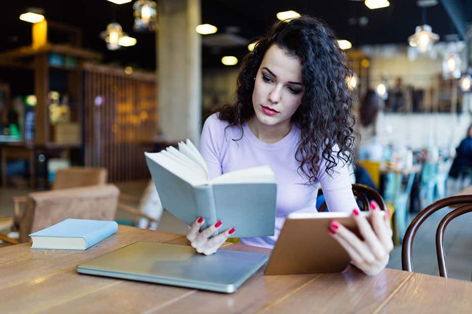 college student with books