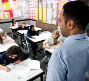 Students doing the exam