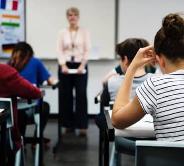 Students doing the exam