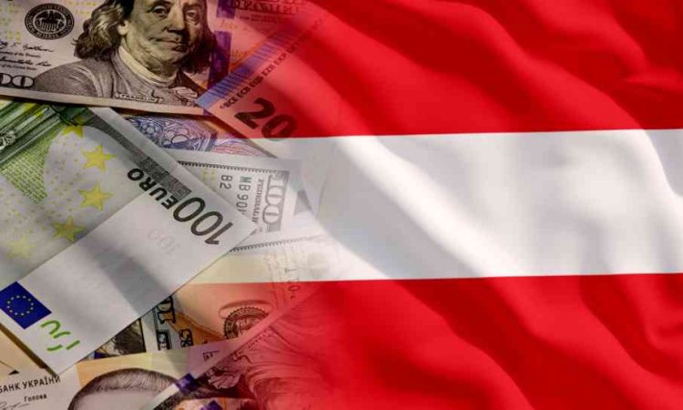 Waving Austria flag and money