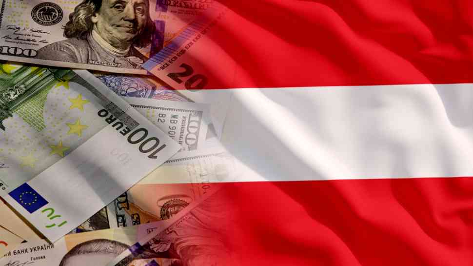 Waving Austria flag and money