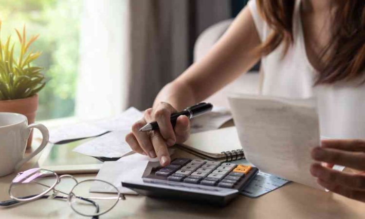 Woman calculating