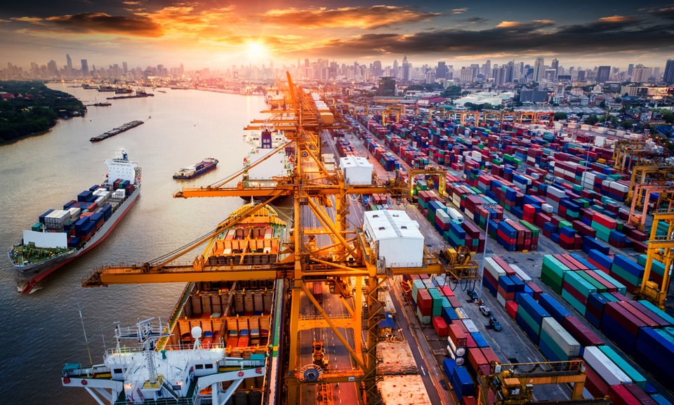 Logistics and transportation of Container Cargo ship