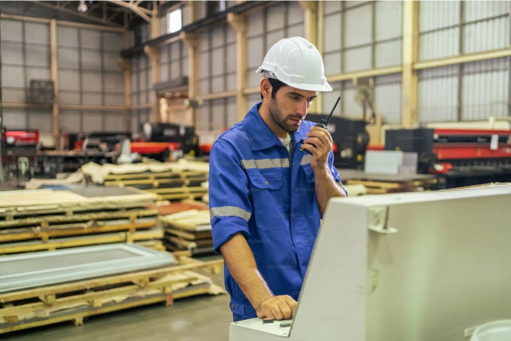 industrial worker work in manufacturing plant.